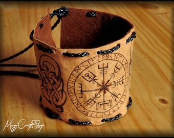 NORSE BRACELET for arm or wrist with vegvisir and decorations, for man and woman, totally handmade and customizable