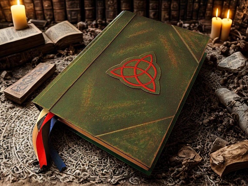 Réplica del Libro de las Sombras encantado – Grimorio con páginas originales / Libro de hechizos Wicca / Hecho a mano a medida / Inglés e italiano A4 - 31 x 22 cm / wicca imagen 1