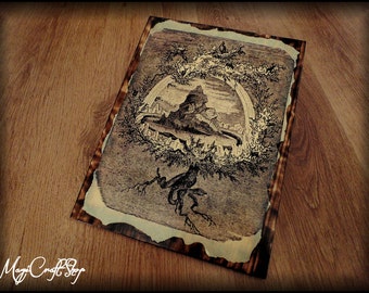 Hölzerne Wandtafel mit Yggdrasil - Bild von Friedrich Wilhelm Heine - Heidnisches Fach - Asatru