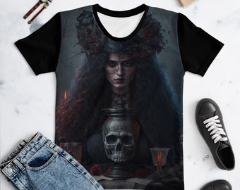 Dark gothic witch t-shirt - wicca clothing witchy magic pagan witches short sleeve t-shirts skull