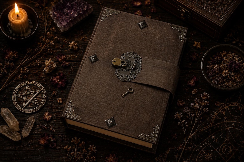 PRACTICAL MAGIC Book of shadows - BIG size A4 31x22 cm - replica blank pages removable pages screws binding fixed binding grimoire diary image 1