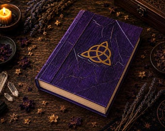 Book of Shadows Triquetra | Handmade Wicca Grimoire | Custom Witch Journal | Pagan Spell Book | Mystical Diary with Symbol A5 22x16cm