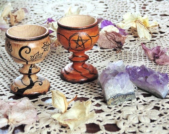 Wicca pentacle chalice cup in 2 different patterns - 6 cm height - wicca pagan ivy goddess ritual witch altar pagan