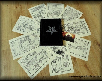 Ninth Gate book replica with original pages - black or brown ancient cover A4 size with all AT engravings