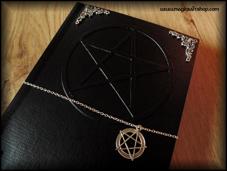 PENTACLE Book of Shadows 500 ivory pages medium size A5 22x16 cm 8,27x6,3 inch wicca pagan diary magic image 2