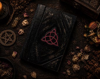 Charmed Handmade Book of Shadows – A4 Large Size | Triquetra Grimoire Blank Pages | Pagan Witchcraft Journal | 600 Pages | Occult Spellbook
