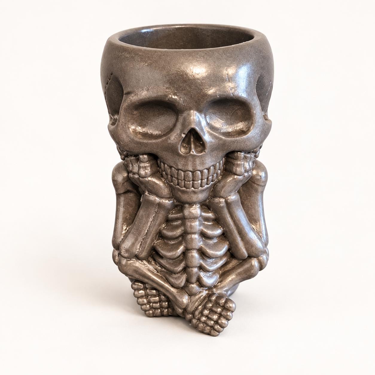 Handmade Jesmonite Skeleton vessel, Gothic Skeleton Figurine, 10 cm, Custom Colours, Scotland