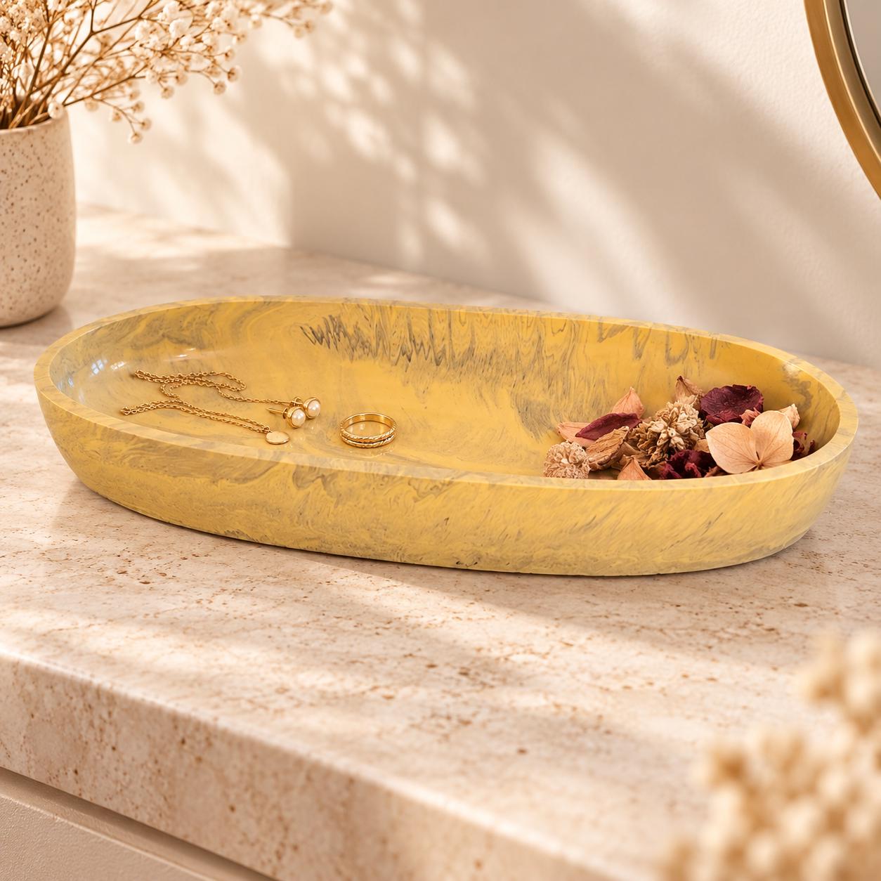 Marbled oval trinket bowl