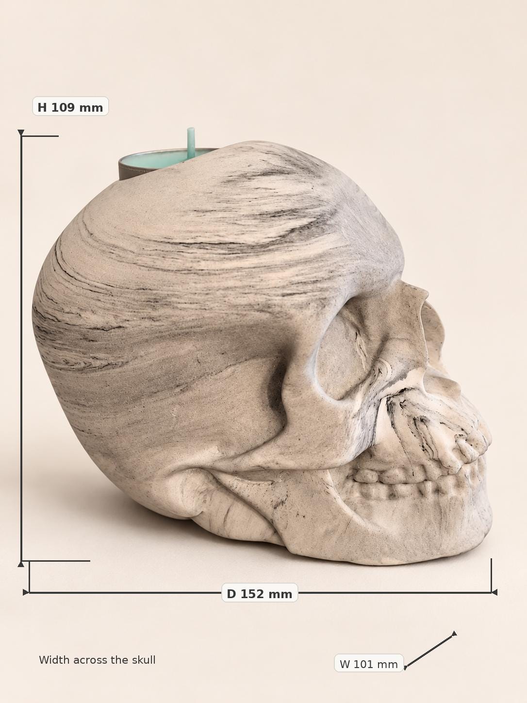 Handmade Jesmonite Skull , Gothic Skull Figurine, 10 cm, Custom Colours, Scotland