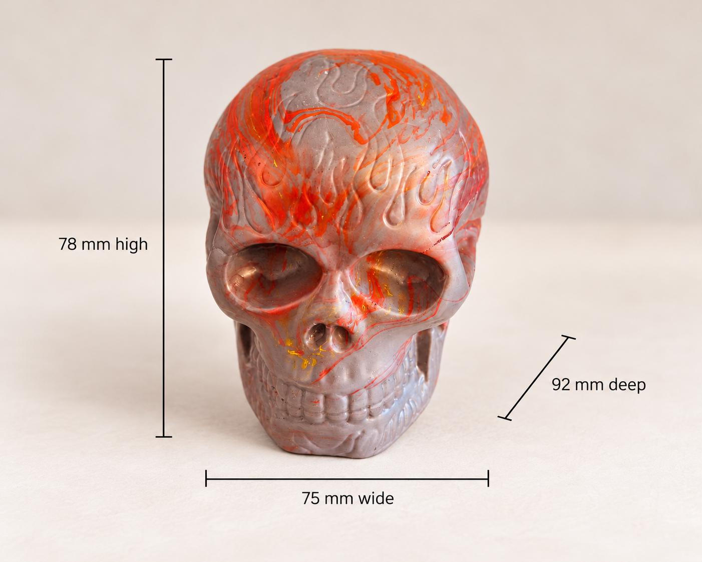 Handmade Jesmonite Skull , Gothic Skull Figurine, 10 cm, Custom Colours, Scotland