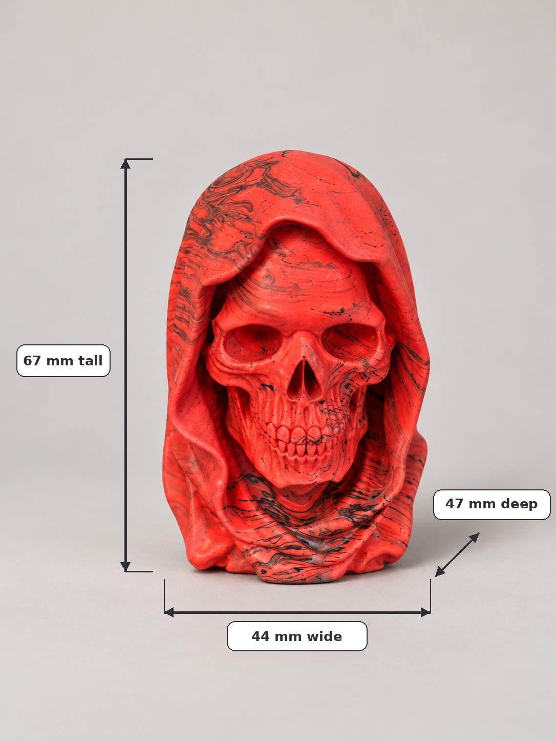 Handmade Jesmonite Grim Reaper Bust, Gothic Skull Figurine, 6.7 cm, Custom Colours, Scotland