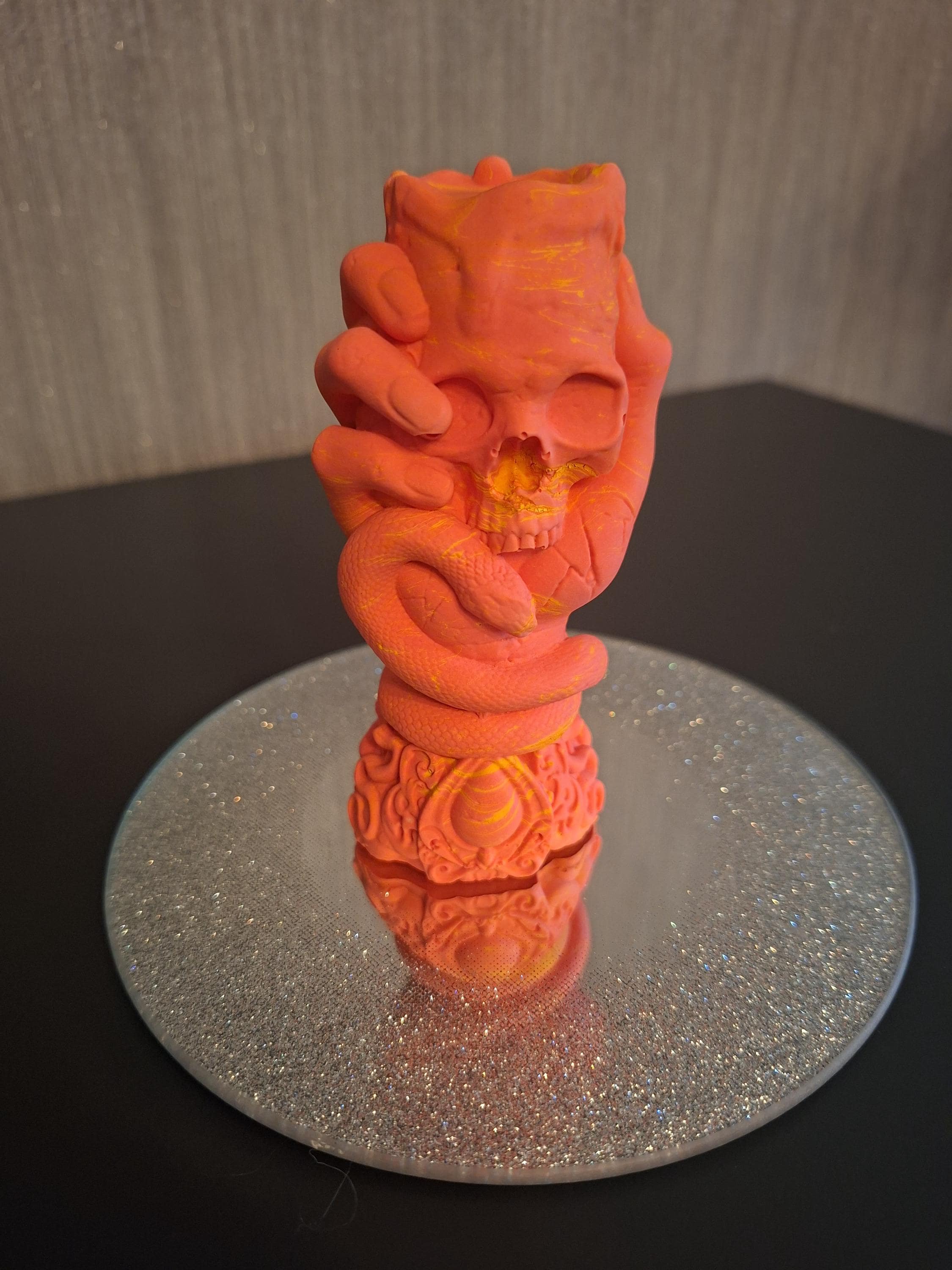 Handmade Jesmonite Skull Bust, Gothic Skull Figurine, 11 cm, Custom Colours, Scotland