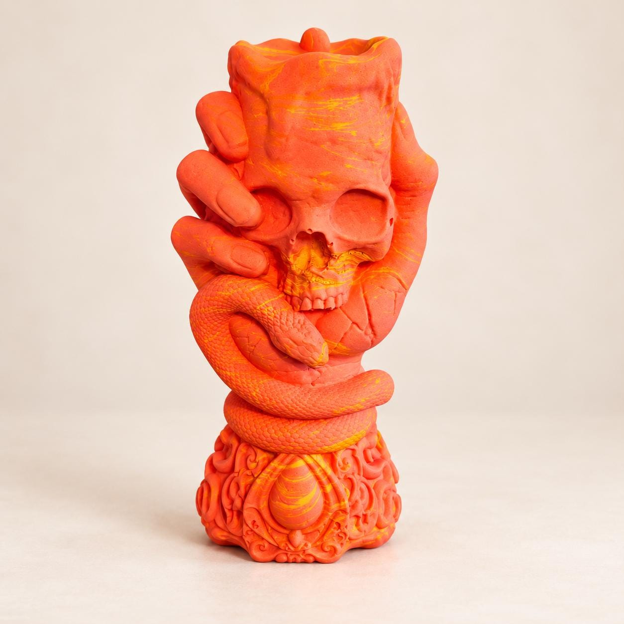 Handmade Jesmonite Skull Bust, Gothic Skull Figurine, 11 cm, Custom Colours, Scotland