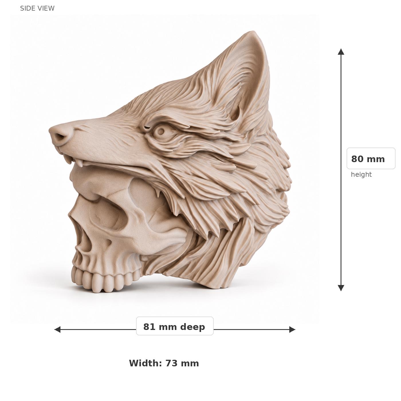 Handmade Jesmonite Wolf Skull , Gothic Skull Figurine, 8 cm, Custom Colours, Scotland