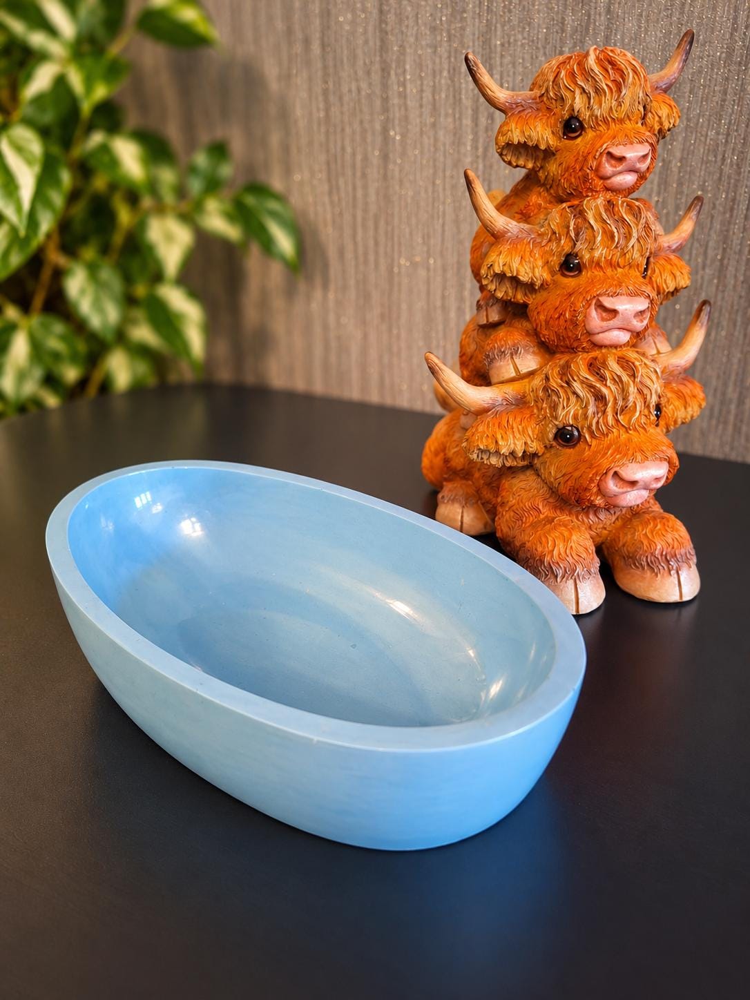 Handmade Jesmonite Oval Bowl, 17cm Trinket Dish, Custom Colours (Scotland)