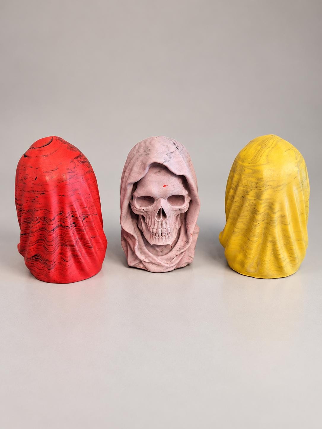 Handmade Jesmonite Grim Reaper Bust, Gothic Skull Figurine, 6.7 cm, Custom Colours, Scotland