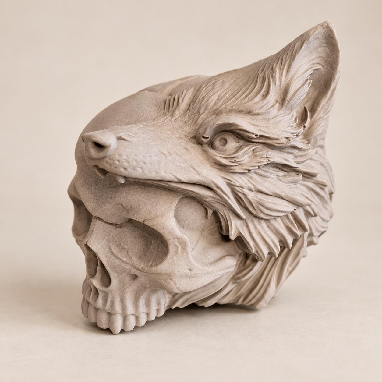 Handmade Jesmonite Wolf Skull , Gothic Skull Figurine, 8 cm, Custom Colours, Scotland