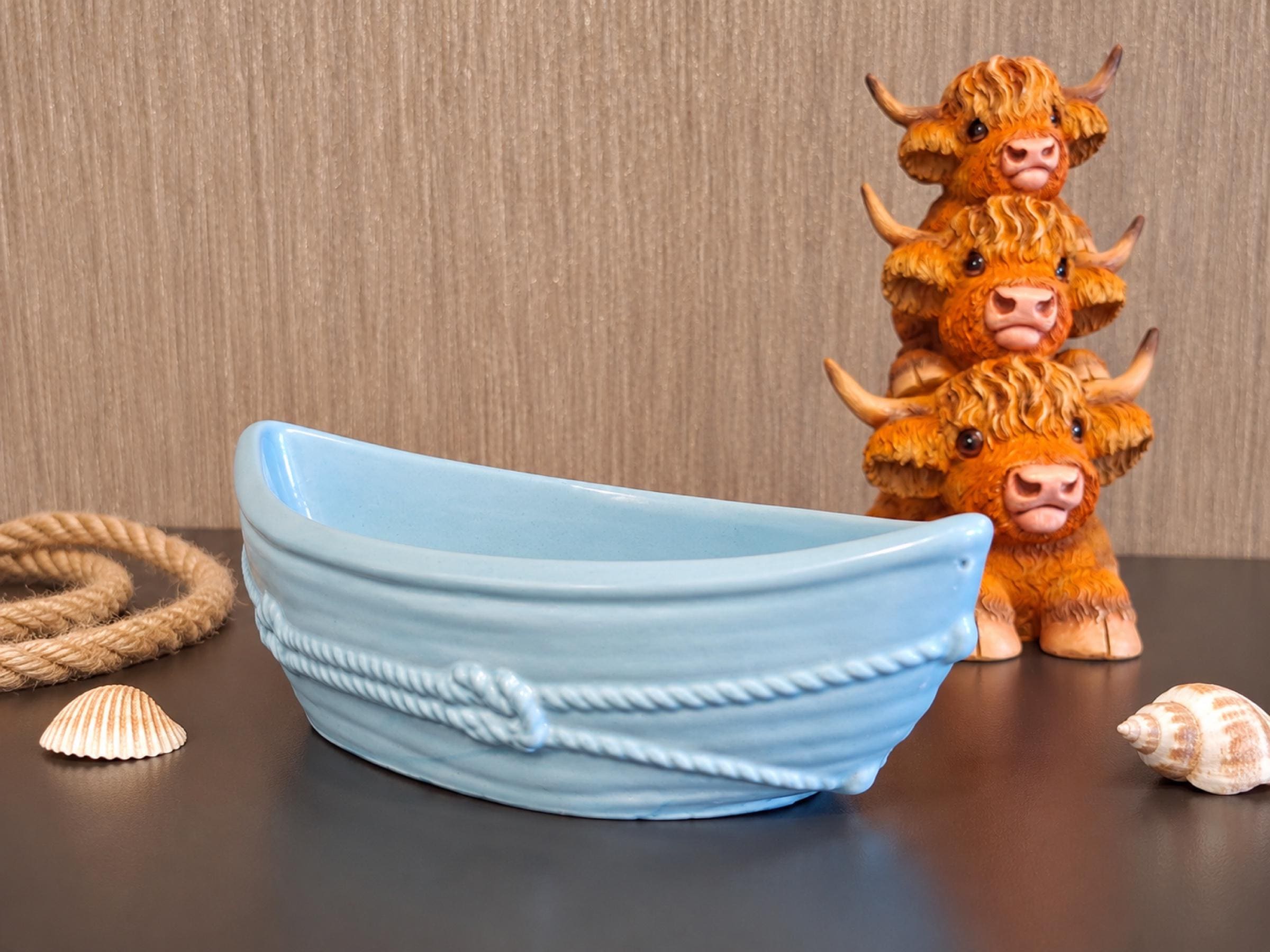 Handmade Jesmonite Boat Bowl, 17cm Trinket Dish, Custom Colours (Scotland)