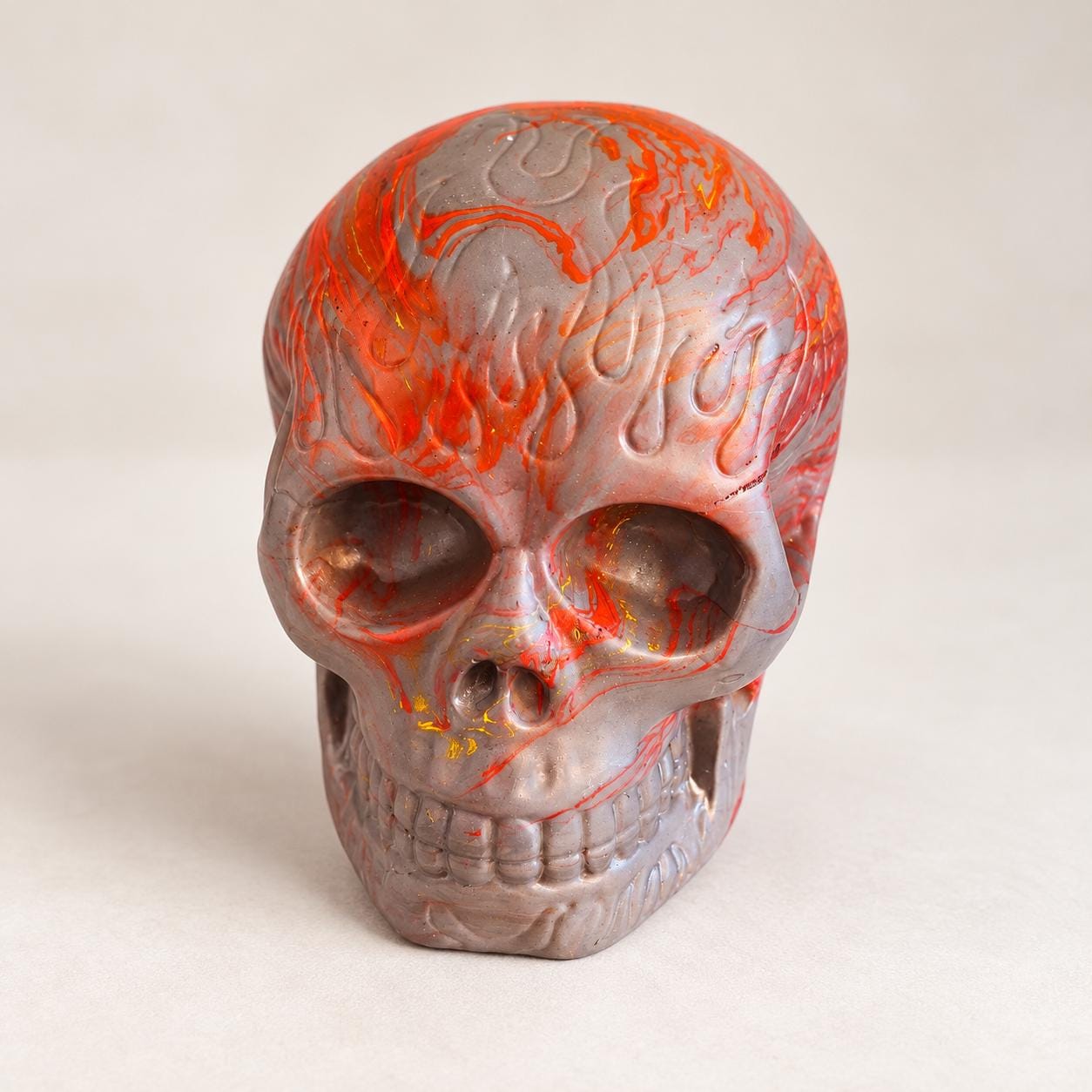 Handmade Jesmonite Skull , Gothic Skull Figurine, 10 cm, Custom Colours, Scotland