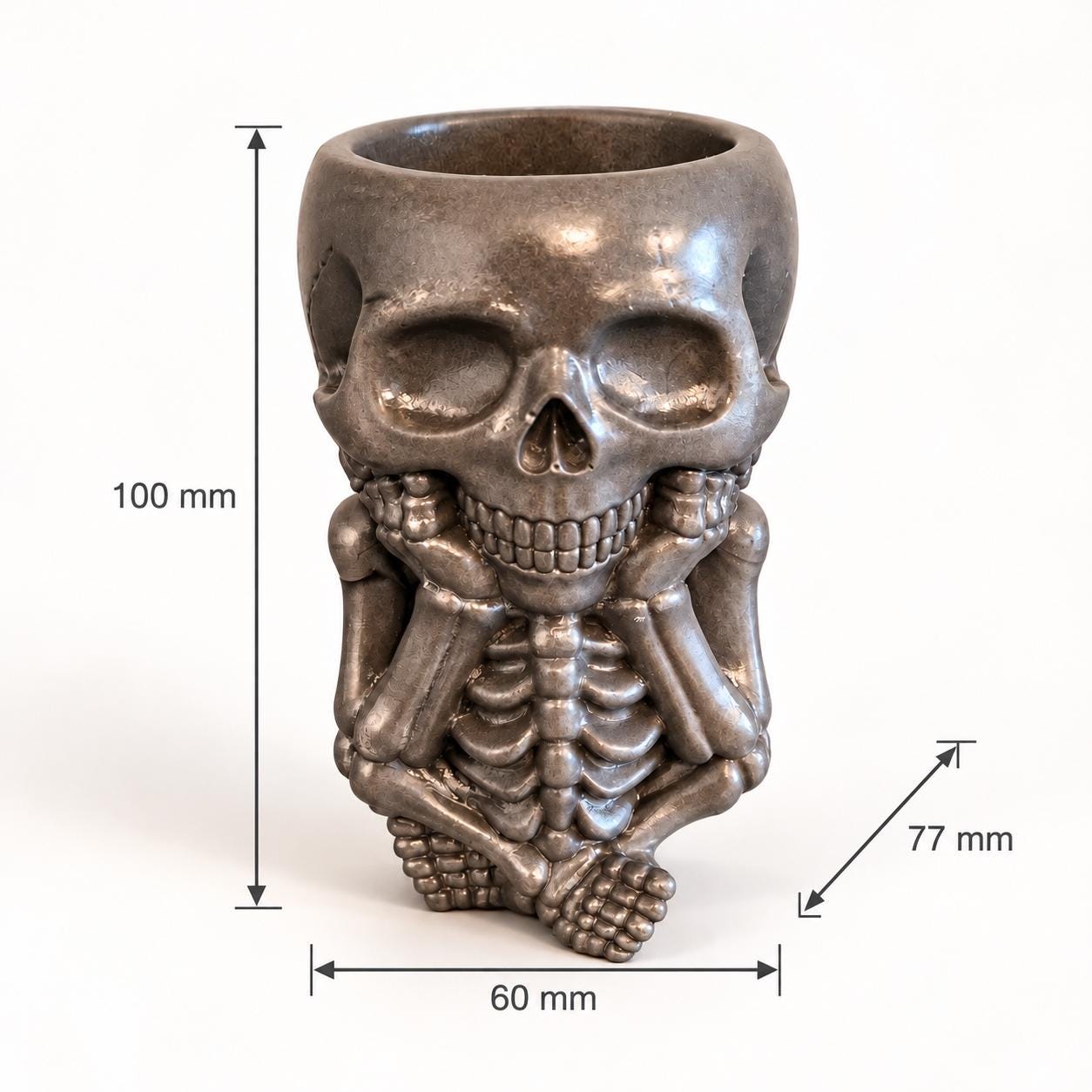 Handmade Jesmonite Skeleton vessel, Gothic Skeleton Figurine, 10 cm, Custom Colours, Scotland