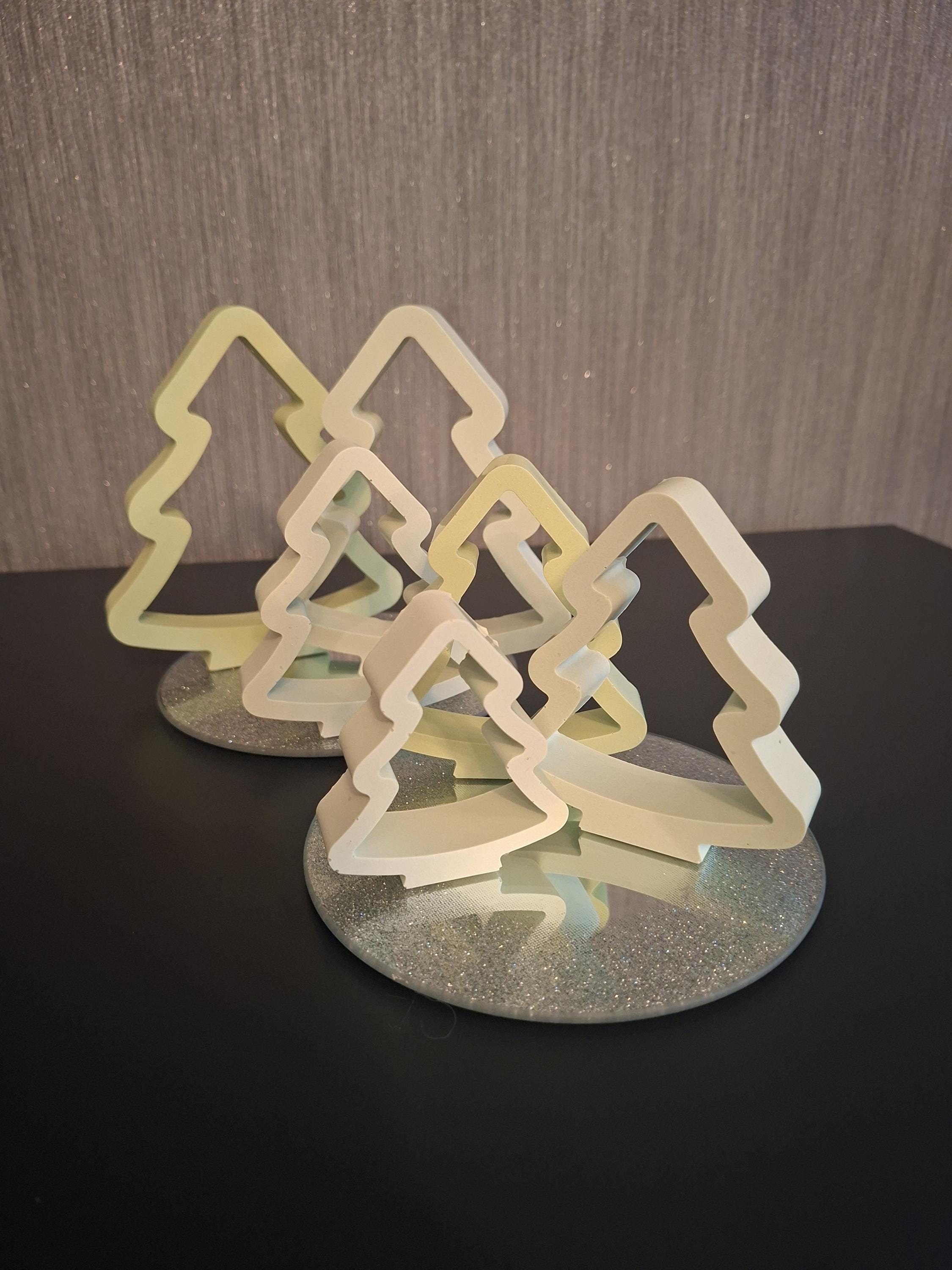 Eco-Resin Christmas Tree Centrepiece Set with Tray and Three Freestanding Trees, Custom Colours (Scotland)