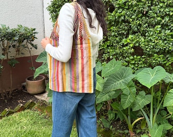 Hand Woven Boho Mercado Tote Bag/ Green/ Lavender/ Red, Striped Hammock Shoulder Bag Hippie Chic Multipurpose Tote Las Rayas Tote Hand Bag