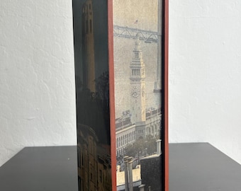 Decoupage on Pinewood San Francisco California Golden Gate Bridge, Coit Tower, Fort Mason Keepsake Wine Bottle Stand Free Case 14" L Gift
