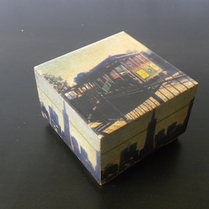 Decoupage on Pinewood Cable Car San Francisco California Landmarks/Transamerica Pyramid/Keepsake Square Jewelry Chest Box Gift Box