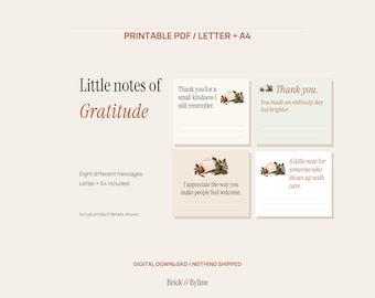 Gratitude Cards Printable, Thank You Notes and Family Keepsake Pages