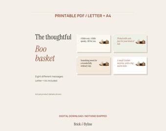 Boo Basket Printable Tags and Gift Planner, Illustrated Halloween PDF