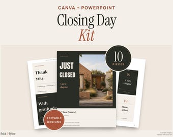Realtor Thank You Cards and Closing Kit, Editable Client Stationery and Gift Tags, Canva