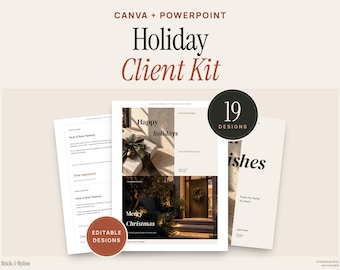 Realtor Christmas Cards and Holiday Posts, Editable Client Stationery and Gift Tags, Canva
