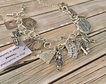 Alice in Wonderland themed charm bracelet