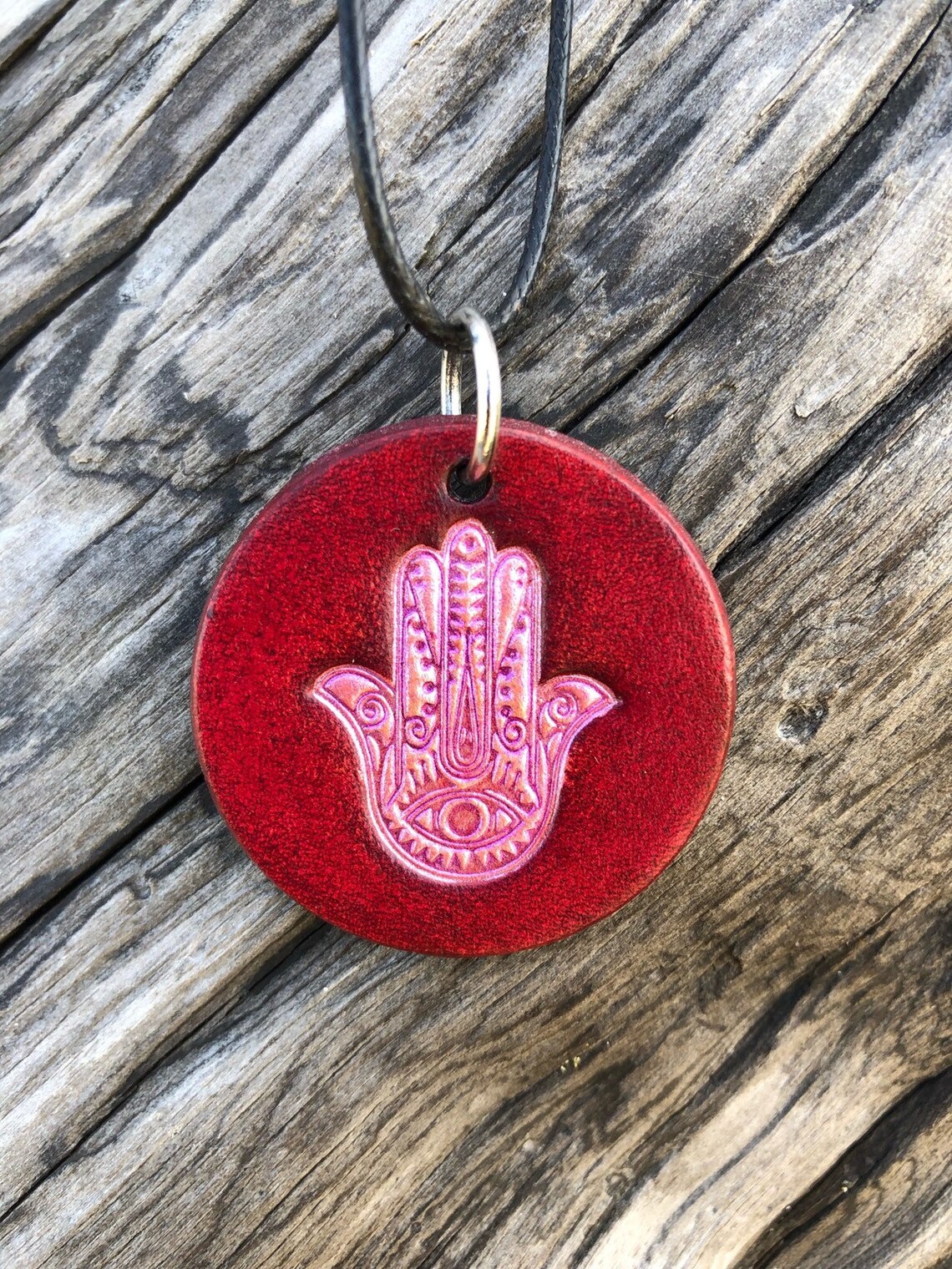 Amuleto de mano Hamsa Joyería de cuero Natural Wearable Etsy