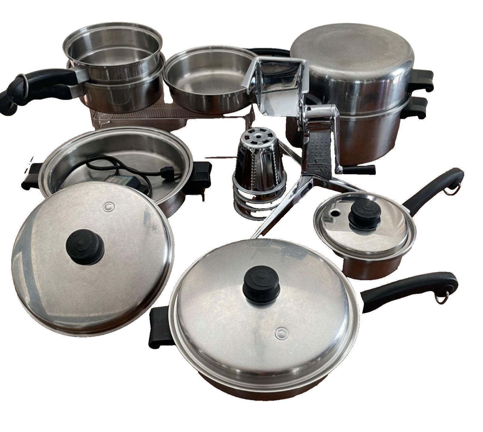 Vintage Lot of 16 SaladMaster Cookware Stainless Steel Pots Pans Food Processor
