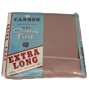 Cannon Monticello Cotton Fresh Sheet Set Vintage NEW Extra Long Twin Dusty Pink