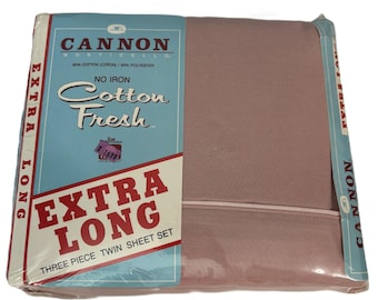 Cannon Monticello Cotton Fresh Sheet Set Vintage NEW Extra Long Twin Dusty Pink