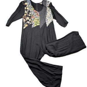 Taurus II Women Vintage Jumpsuit 80s Patchwork Retro USA Pantsuit Size 10 F153
