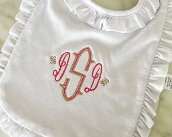 Ruffle Bib with Monogram