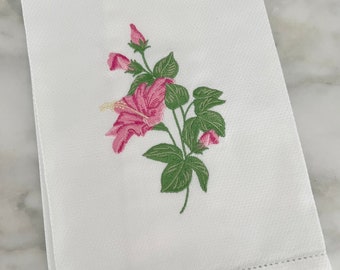 Hibiscus Hemstitch Huck Guest Towel