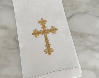 Ornate Cross Hemstitch Huck Guest Towel