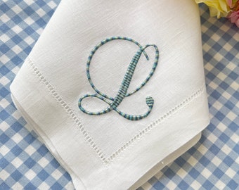 Wedding Napkin, Housewarming Gift, Linen Hemstitch Napkin, Monogramed Napkin - Heirloom