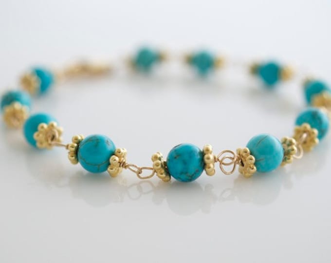 Turquoise and Gold Bracelet Turquoise Bracelet Etsy