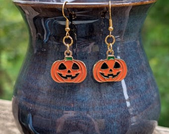 Halloween Pumpkin Drop Earrings