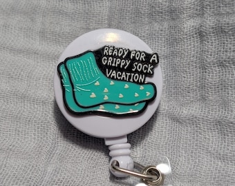 Grippy Socks Fall Risk Badge Reel Alligator Clip
