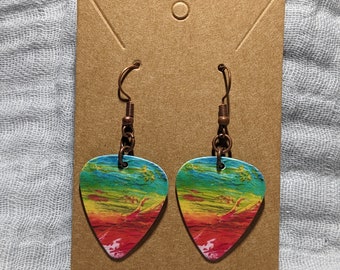 Guitar Pick Earrings Abstract Art