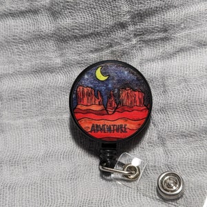 Outdoors Badge Reel - Night Desert Badge Reel Alligator Clip
