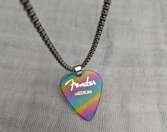 Guitar Pick Necklace - Rainbow Color
