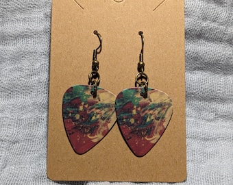 Guitar Pick Earrings Abstract Art