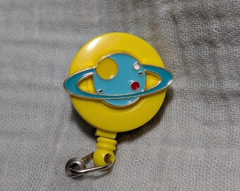 Space Planet Badge Reel Alligator Clip